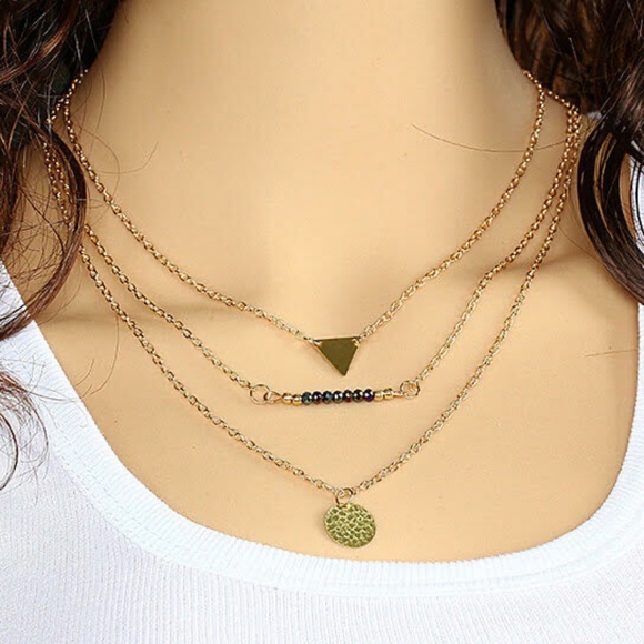 Jewelry - USA Trade Winds Multilayer Geometric Gold Lariat Necklace Jewelry